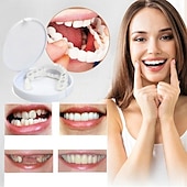 abordables Soins Personnels &amp; Santé-accolades de simulation accolades de simulation en silicone dents sourire, placages de dents mordantes - les dents supérieures et inférieures sont utilisées pour l&#039;enseignement du blanchiment pour couvrir les dents imparfaites et vous faire sourire instan
