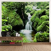 baratos Tapeçaria da Floresta-l.t.home natureza tapeçaria de parede arte decoração cobertor cortina piquenique toalha de mesa pendurado casa quarto sala de estar dormitório decoração floresta paisagem sol através da árvore