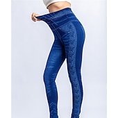 tanie -Damskie Wysoka talia Kwiatowy Moda Wygodne Wyszczuplenie brzucha Podnoszenie pośladków Wysoka elastyczność Obuwie sportowe Athleisure Czarny Niebieski Lato Wiosna Jesień Rurki