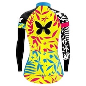 abordables Maillots de mujer-Mujer Maillot de Ciclismo Flores Botánica Manga Larga Bicicleta Maillot Camiseta con 3 bolsillos traseros MTB Bicicleta Montaña Ciclismo Carretera Secado rápido Bandas Reflectantes Bolsillo trasero