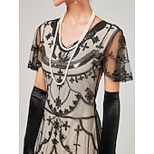 economico Abiti degli anni '20-Anni Ruggenti Anni 1920 Lunghezza alla caviglia Vestito Abito da sera Abito da Ballo Normale Maniche corte Il grande Gatsby Charleston Invitato al matrimonio Paillettes Scollo a V Costume Per donna