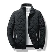economico Piumini e parka da uomo-Per uomo Piumino Giacca bomber Giacca trapuntata Zip intera Informale Da tutti i giorni Standard Casual quotidiano Di moda Antivento Tenere al caldo Autunno Inverno Righe e Plaid Nero Verde chiaro