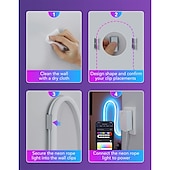 abordables Contrôle WiFi et musique-3 m/5 m rgbic bandes lumineuses néon avec wifi néon corde lumière bricolage barre lumineuse app contrôle musique synchronisation tv rétro-éclairage jeu salon chambre décoration