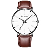 economico Orologi al quarzo-Orologio al quarzo di Ginevra per uomini orologio minimalista ultra sottile in acciaio inossidabile orologio elegante da uomo orologio al quarzo business casual
