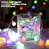 Χαμηλού Κόστους Plug In Ηλεκτρικό-globe ball string lights 100m 330ft 800leds fairy string lights in with 8 modes remote decor for indoor outdoor party γάμου χριστουγεννιάτικο δέντρο κήπο αποκριών ζεστό λευκό λευκό πολύχρωμο