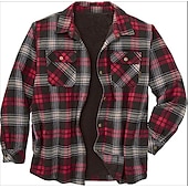 economico camicie di flanella-Per uomo Plaid Camicia di flanella Sopracamicia Manica Lunga Camicia Collo ripiegato Streetwear Quotidiano Stampa Giallo Chiaro Vinaccia Rosso+Grigio+Nero Nero + grigio scuro + blu navy Blu Bottonato
