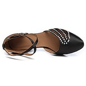 abordables Chaussures de bal, de danse moderne-chaussures de danse de salon en satin pour femme - talons en strass rose avec bride à la cheville pour la salsa et la danse latine