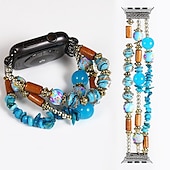 baratos Pulseiras de Apple Watch-Pulseira de joias Compatível com Pulseira Apple Watch 38mm 40mm 41mm 42mm 44mm 45mm 49mm Feminino Elástico Com Miçangas Contas pulseira de substituição para iwatch Ultra 2 Series 9 8 7 SE 6 5 4 3 2 1