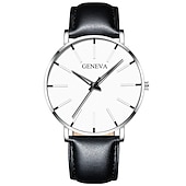 economico Orologi al quarzo-Orologio al quarzo di Ginevra per uomini orologio minimalista ultra sottile in acciaio inossidabile orologio elegante da uomo orologio al quarzo business casual