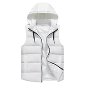 cheap Men&#039;s Vest-Men&#039;s Puffer Vest Thermal Warm Breathable Lightweight Winter Autumn / Fall Solid Color Black White Red Blue Puffer Jacket