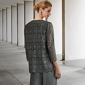 olcso Anya nadrágkosztümje-Jumpsuit  Nadrágruha 3 részes Ara anyának Formális esküvői vendég Elegáns Nagy méretű Kötés beleértve Ékkő nyak Padlóhosszú Chiffon Csipkével Ujjatlan Egyszínű 2025 ingyenes egyedi méret