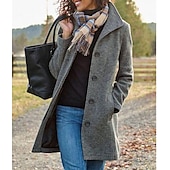 voordelige Winterjassen-Dames Jas Casual / Dagelijks Street Style Gesmokt Buiten Straat Vakantie Uitgaan Polyester Lang Jas Winter Herfst Groen Donker Grijs Enkele rij knopen Strijkijzer Normale pasvorm S M L XL XXL 3XL