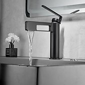 abordables Classiques-Robinet de lavabo de salle de bain, robinet de salle de bain noir, robinets de bain en forme de pistolet à un trou en laiton (noir/gris/chrome/doré)