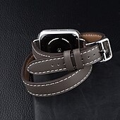 رخيصةأون عصابات Apple Watch-جولة مزدوجة متوافق مع Apple Watchband 38 مم 40 مم 41 مم 42 مم 44 مم 45 مم 49 مم مشبك معدني قابل للتعديل جلد اصطناعي استبدال حزام الساعة إلى iwatch Ultra 2 Series 9 8 7 SE 6 5 4 3 2 1