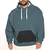 abordables sudaderas con capucha de talla grande para hombre-Hombre Talla Grande Sudadera Grande y alto Bloque de color Con Capucha Manga Larga Primavera &amp; Otoño Básico Design Talla Grande Casual Diario Deportes Tops