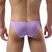 cheap Men&#039;s Exotic Underwear-Men&#039;s 1pack Basic Panties Briefs Ruched Nylon Antibacterial Leak Proof Pure Color Mid Waist Black White