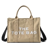 abordables Cabas et fourre-tout-Sac fourre-tout en toile pour femme avec fermeture éclair – sac à bandoulière minimaliste pour l&#039;école, le travail et les déplacements quotidiens