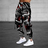 baratos Calças Desportivas-Homens Calças Esportivas Corredor Calças Com Cordão Bolsos laterais Cintura elástica Caveiras Estampas Abstratas Conforto Respirável Esportes Casual Diário Misto de Algodão Felpudo Roupa de rua