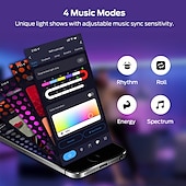 abordables Contrôle WiFi et musique-3 m/5 m rgbic bandes lumineuses néon avec wifi néon corde lumière bricolage barre lumineuse app contrôle musique synchronisation tv rétro-éclairage jeu salon chambre décoration