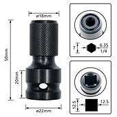 preiswerte Bohrer-Set-1/2-Zoll-Antrieb auf 1/4-Zoll-Sechskantschaft-Futter-Luftschrauber-Konverter-Adapter Educer-Luftschlag-Handwerker-Ratschenschlüssel