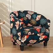 cheap Armchair Cover &amp; Armless Chair Cover-Floral Printed Club Chair Barrel Chair Slipcover Stretch Armchair Covers 1-Piece Club Tub Chair Covers Sofa Cover Couch Furniture Protector Cover  Spandex Couch Covers for Living Room