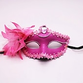baratos Máscara-sexy diamante máscara veneziana veneza pena flor casamento festa de carnaval desempenho traje roxo sexo senhora máscara mascarada para o dia das bruxas