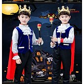 cheap Boys&#039; Costumes-Prince Charming Coat Pants Outfits Boys Movie Cosplay Classic &amp; Timeless Elegant &amp; Luxurious Blue White Coat Pants Belt Halloween Carnival Masquerade / Tiaras / Tiaras World Book Day Costumes