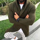 economico Maglioni Cardigan da uomo-Per uomo Felpa Cardigan Maglione A coste Maglia Corto Lavorato a maglia Con cappuccio Per uscire Fine settimana Abbigliamento Autunno Inverno Bianco Verde militare S M L