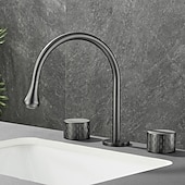 economico Multiforo-rubinetto lavabo bagno - girevole / classico rubinetti vasca da bagno a due manici e tre fori diffusi elettroplaccati