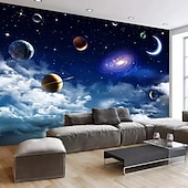 voordelige Behang-3d muurschildering behang zonnestelsel galaxy planet muursticker die print peel en stick verwijderbare pvc/vinyl materiaal zelfklevend/lijm vereist muur decor muurschildering voor woonkamer slaapkamer
