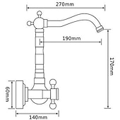 cheap Kitchen Faucets-Retro Style Utility Sink Black Laundry Faucet, Wall Mount High Arc Two Handles Two Holes Wash Basin Tap with Hot and Cold Water Hoses, Laundry Tub Pot Filler Commercial Faucet