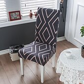 abordables Couverture de chaise de salle à manger-Housse de chaise de salle à manger géométrique 1 pièce, housse de siège extensible, housse de protection de chaise pour salle à manger, mariage, décoration de Noël