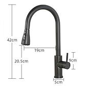 economico Rubinetti per lavello-miscelatore lavello da cucina con doccetta estraibile, rubinetto a scomparsa monocomando girevole a 360° rubinetti da cucina montati sul ponte in acciaio inox 304 nichelato spazzolato