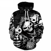 economico Felpe con cappuccio-Halloween Scheletro Teschio Fantasma Morte Felpa con cappuccio Cartone animato Manga Manga 3D Tasca frontale Grafica Per Da coppia Per uomo Per donna Per adulto Halloween Carnevale Mascherata Stampa
