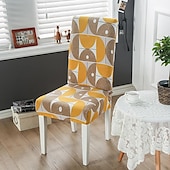 abordables Couverture de chaise de salle à manger-Housse de chaise de salle à manger géométrique 1 pièce, housse de siège extensible, housse de protection de chaise pour salle à manger, mariage, décoration de Noël