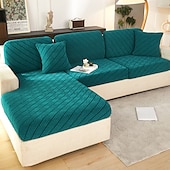 cheap Sofa Seat &amp; Armrest Cover-Stretch Sofa Seat Cushion Cover Slipcover Elastic Couch Armchair Loveseat 4 Or 3 Seater Grey Plain Solid Soft Durable Washable