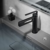 abordables Classiques-Robinet de lavabo de salle de bain, robinet de salle de bain noir, robinets de bain en forme de pistolet à un trou en laiton (noir/gris/chrome/doré)