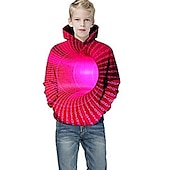billiga Pojkens 3D Vision &amp; Geometri-Pojkar 3D Grafisk Huvtröja Långärmad 3D-tryck Vår Höst Häftig Barn 3-12 år Dagligen