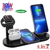 זול מטענים אלחוטיים-מטען אלחוטי תחנת טעינה 15 W כוח פלט תחנת טעינה אלחוטית 4 ב-1 עבור התקנים מרובים הגנת אבטחה עבור Apple Watch טלפון סלולרי AirPods 2 / AirPods Pro חלק 1