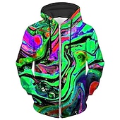 Men's Graphic Prints Graffiti Hoodie Hoodies Sweatshirt Streetwear Designer Long Sleeve Hooded Sports & Outdoor Daily Sports Green Zipper Print Spring &  Fall Designer4