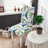 abordables Couverture de chaise de salle à manger-Housse de chaise de salle à manger géométrique 1 pièce, housse de siège extensible, housse de protection de chaise pour salle à manger, mariage, décoration de Noël