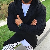 economico Maglioni Cardigan da uomo-Per uomo Felpa Cardigan Maglione A coste Maglia Corto Lavorato a maglia Con cappuccio Per uscire Fine settimana Abbigliamento Autunno Inverno Bianco Verde militare S M L