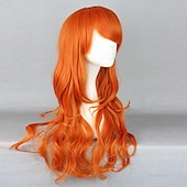お買い得  アニメウィッグ-ワンピース ナミ コスプレウィッグ 耐熱性 合成毛 アニメ パーティーウィッグ オレンジ カーニバル パーティーウィッグ ハロウィンウィッグ