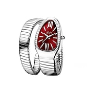 halpa Kvartsikellot-MISSFOX naisten kellot käärmesimuodossa ylellinen rannekello Valentine's Day -lahja naisille teräksinen ainutlaatuinen kulta kvartsinaisten kello