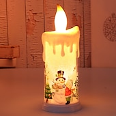 economico Luci regalo di Natale-Candela di Natale Senza Fiamma LED Candele a Colonna Lampade per Natale con Decalcomania di Babbo Natale per Decorazioni di Natale a Casa.