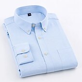 cheap Men&#039;s Oxford Shirts-Men&#039;s Dress Shirt Button Down Shirt Collared Shirt Oxford Shirt Graphic Prints Wedding Party Black White Red Navy Blue Long Sleeve Square Neck All Seasons Clothing Apparel Pocket