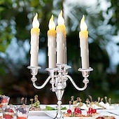 abordables Luces de velas-6/12 Uds velas led luces 6,5 pulgadas 16,5 cm velas cónicas led sin llama blancas velas cónicas colgantes que funcionan con pilas candelabros de batería parpadeantes para fiesta iglesia halloween