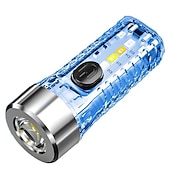 abordables Linternas-Mini linterna llavero recargable por USB con luces laterales multicolores - 7 modos de iluminación para camping y emergencias
