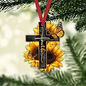 billiga Hängen och dekor till bilen-korsvinge gud tro ros rosig fjäril kristen minnesmärke jesus bil backspegel tillbehör julgran prydnad dekoration hängande charm interiör bakre hänge dekor gåva