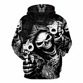 economico Felpe con cappuccio-Halloween Scheletro Teschio Fantasma Morte Felpa con cappuccio Cartone animato Manga Manga 3D Tasca frontale Grafica Per Da coppia Per uomo Per donna Per adulto Halloween Carnevale Mascherata Stampa
